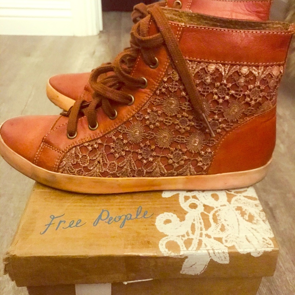 Free People Leather and Lace High Top